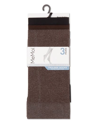 Heather/Solid 3 Pair Trouser Socks : Color: Black Heather-Black-Black