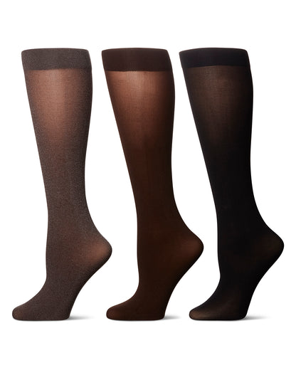 Heather/Solid 3 Pair Trouser Socks : Color: Brown Heather-Brown-black