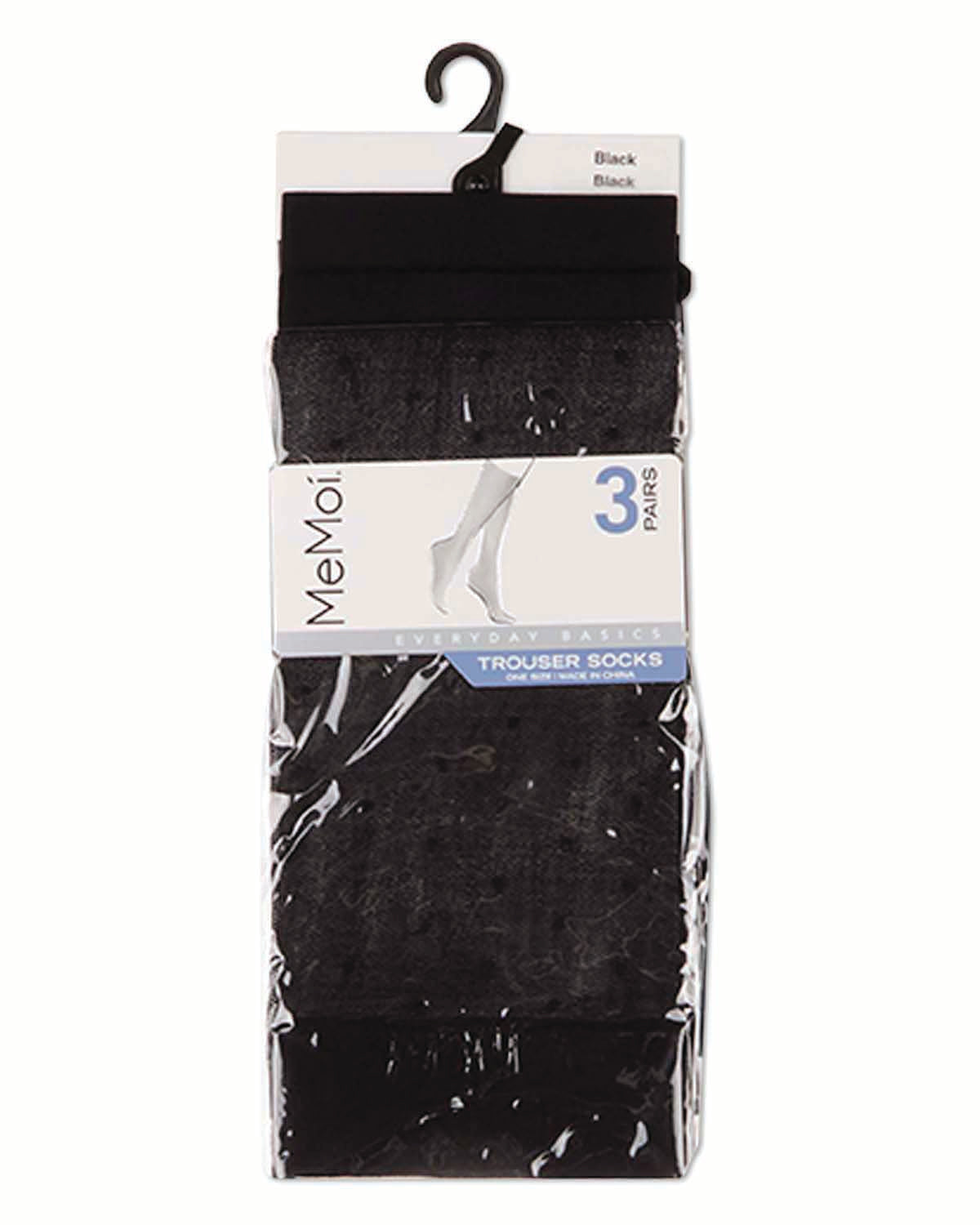 3 Pair Women's Sheer Dot and Opaque Solid Trouser Socks