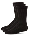 Boy's 3 Pair Pack Basic Cotton Blend Ribbed Crew Socks : Color: Black