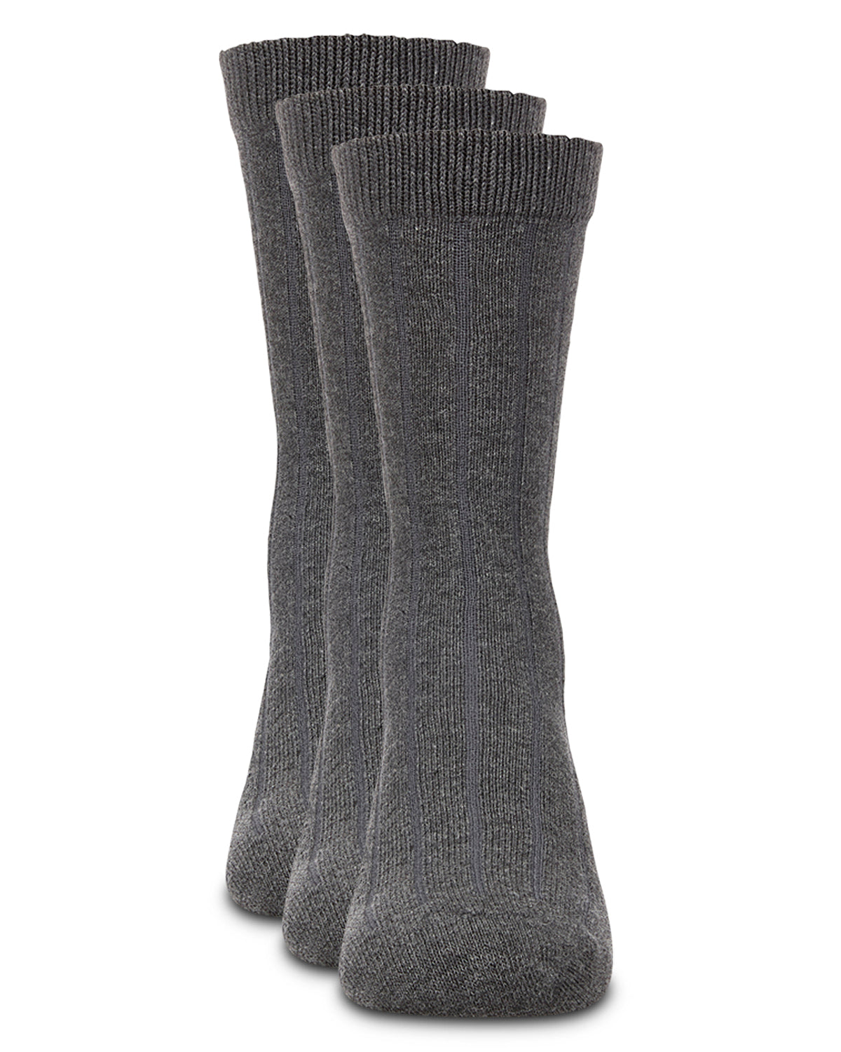 Boy's 3 Pair Pack Basic Cotton Blend Ribbed Crew Socks : Color: Gray Heather