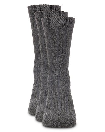 Boy's 3 Pair Pack Basic Cotton Blend Ribbed Crew Socks : Color: Gray Heather