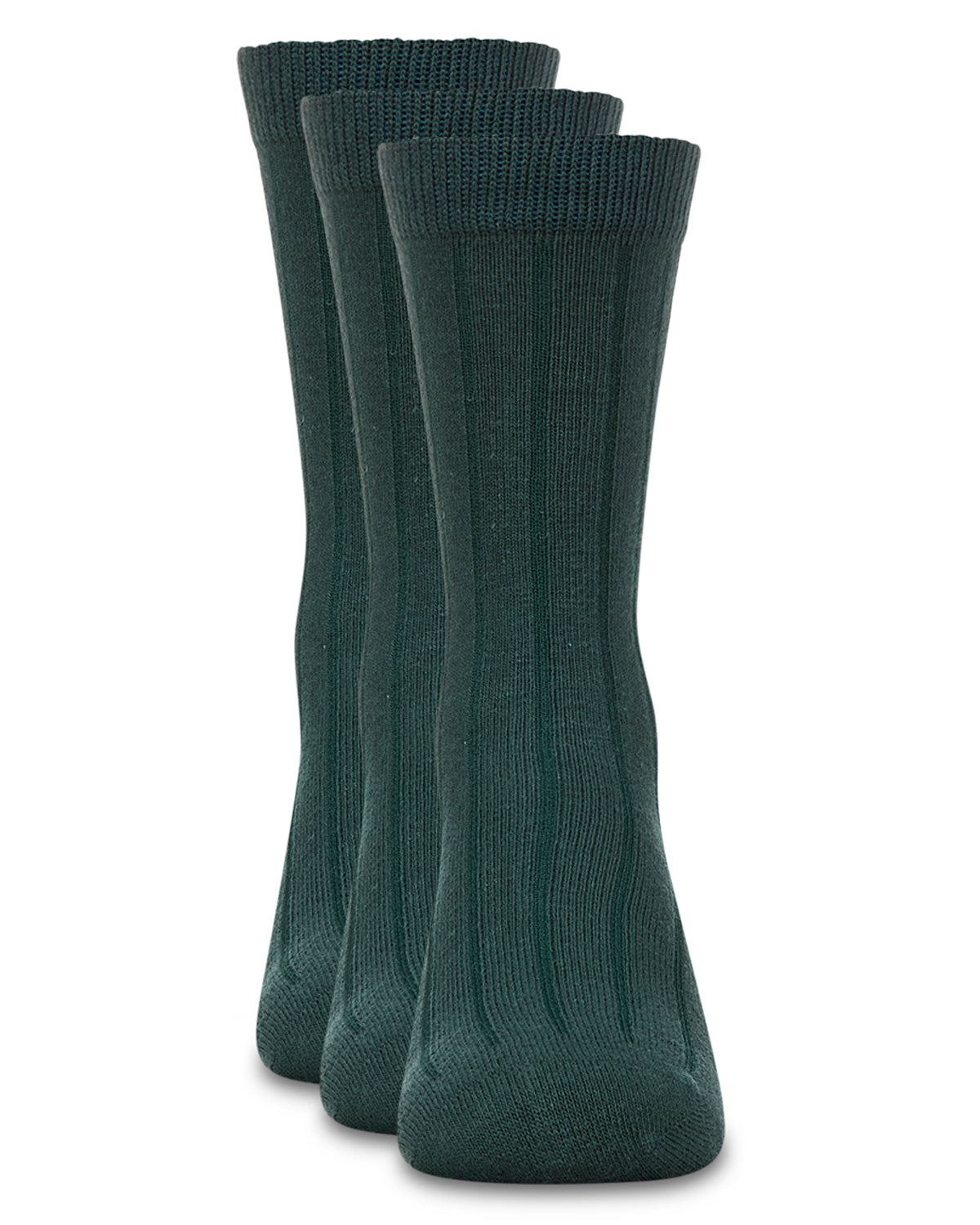 Boy's 3 Pair Pack Basic Cotton Blend Ribbed Crew Socks : Color: Hunter Green