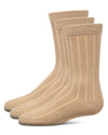 Boy's 3 Pair Pack Basic Cotton Blend Ribbed Crew Socks : Color: Khaki