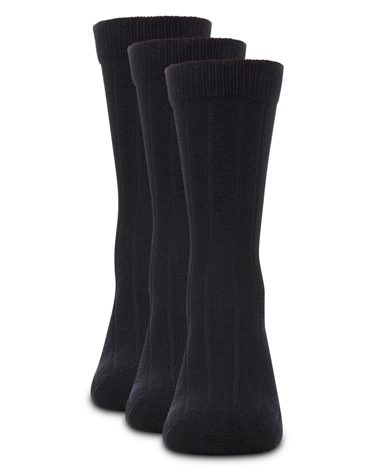 Boy's 3 Pair Pack Basic Cotton Blend Ribbed Crew Socks : Color: Navy