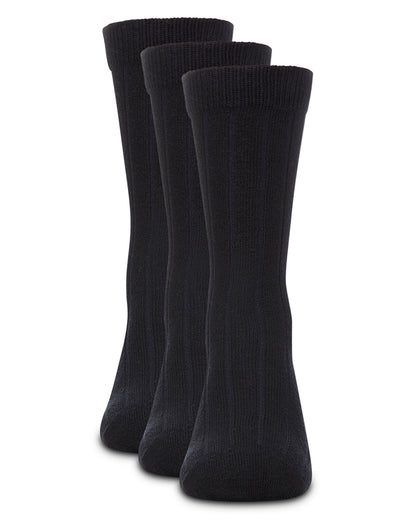 Boy's 3 Pair Pack Basic Cotton Blend Ribbed Crew Socks : Color: Navy