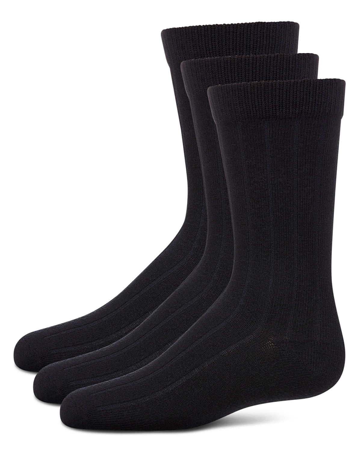 Boy's 3 Pair Pack Basic Cotton Blend Ribbed Crew Socks : Color: Navy