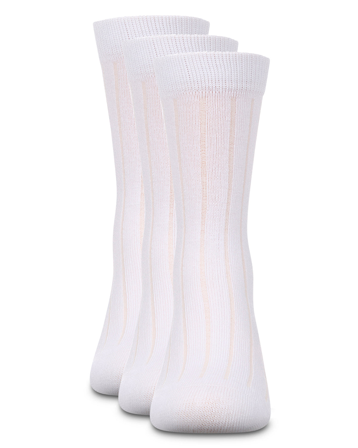 Boy's 3 Pair Pack Basic Cotton Blend Ribbed Crew Socks : Color: White