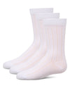 Boy's 3 Pair Pack Basic Cotton Blend Ribbed Crew Socks : Color: White