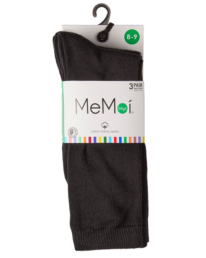 Boys' 3 Pair Pack Flat Crew Socks : Color: Black