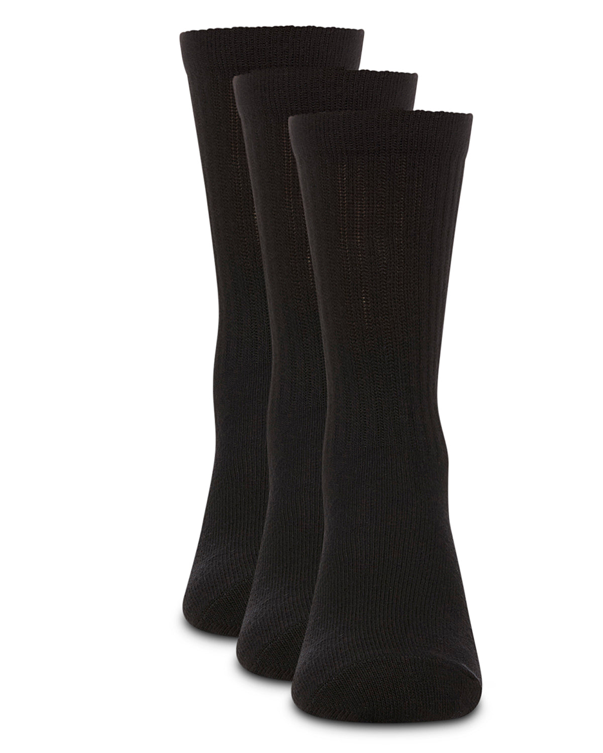 Boys' 3 Pair Pack Ribbed Cotton Blend Crew Sport Socks : Color: Black