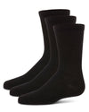 Boys' 3 Pair Pack Ribbed Cotton Blend Crew Sport Socks : Color: Black