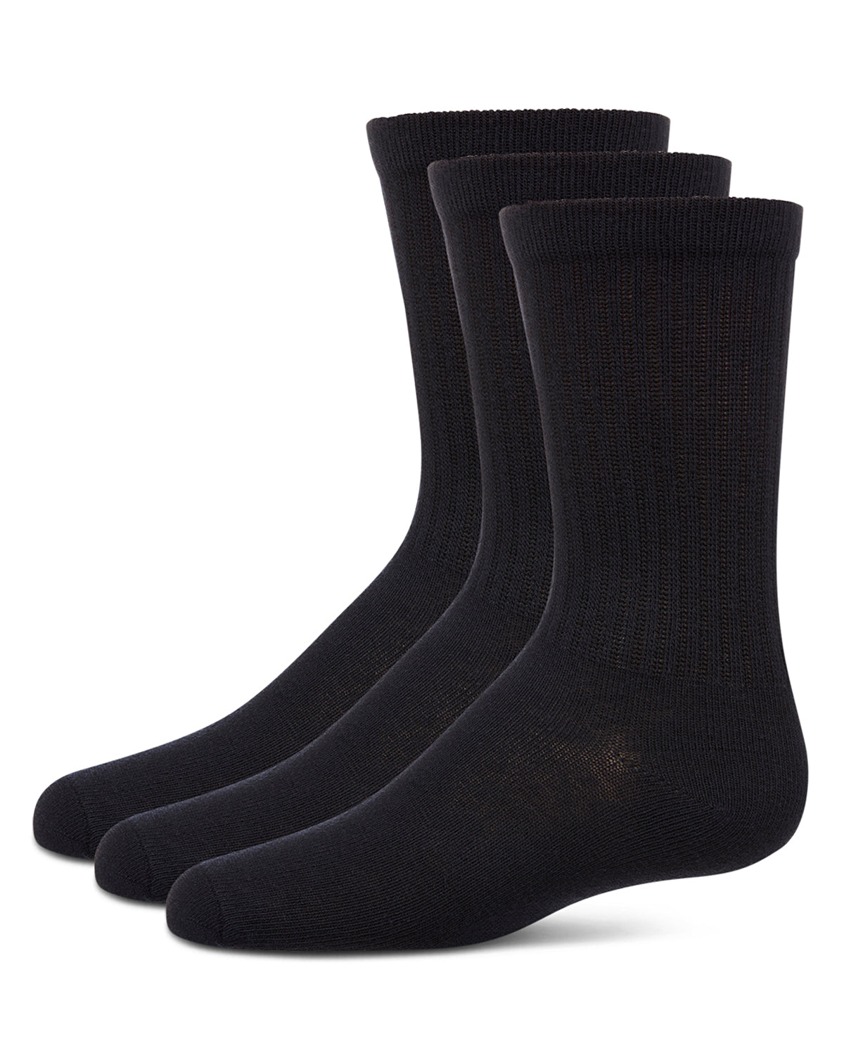 Boys' 3 Pair Pack Ribbed Cotton Blend Crew Sport Socks : Color: Navy