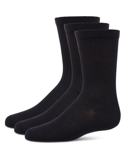 Boys' 3 Pair Pack Ribbed Cotton Blend Crew Sport Socks : Color: Navy