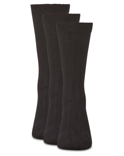 Boys' Ribbed Rayon from Bamboo Blend Crew Socks : Color: Black