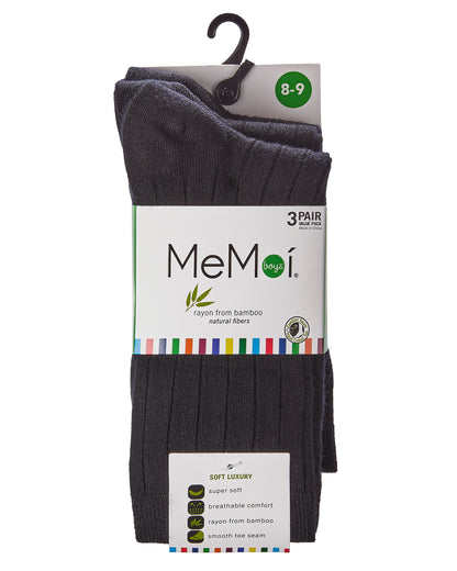 Boys' Ribbed Rayon from Bamboo Blend Crew Socks : Color: Black