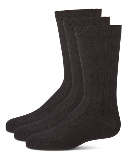 Boys' Ribbed Rayon from Bamboo Blend Crew Socks : Color: Black