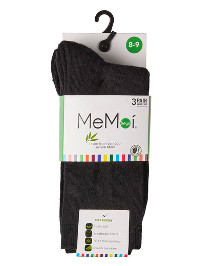 Boys' 3 Pair Pack Flat Rayon from Bamboo Blend Crew Socks : Color: Black