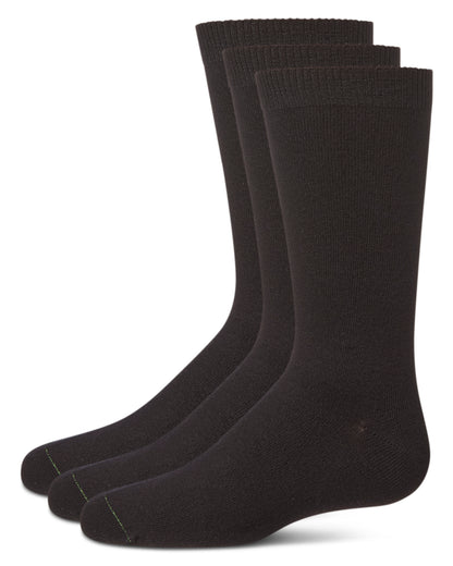 Boys' 3 Pair Pack Flat Rayon from Bamboo Blend Crew Socks : Color: Black