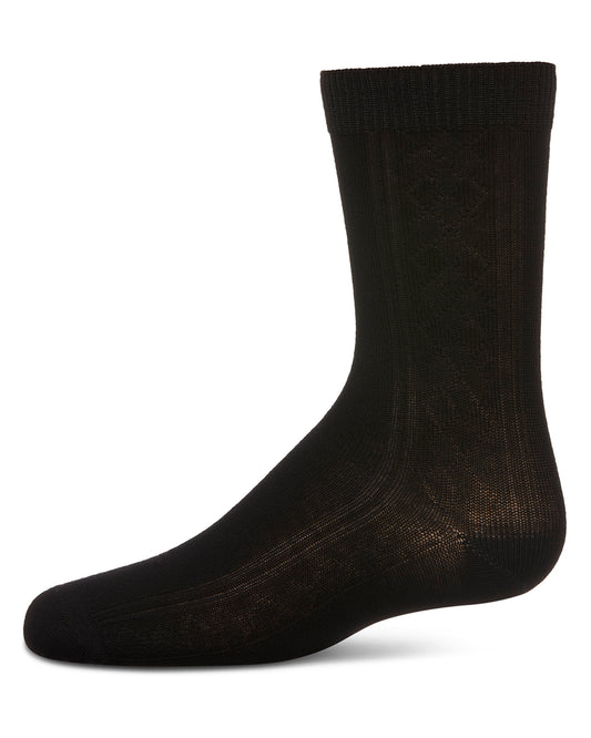 Boys' Clocking Argyle Cotton Blend Dress Socks : Color: Black