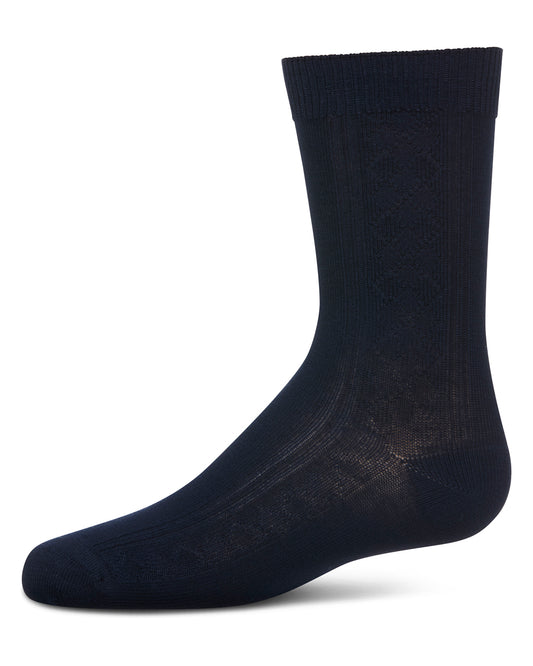 Boys' Clocking Argyle Cotton Blend Dress Socks : Color: Navy