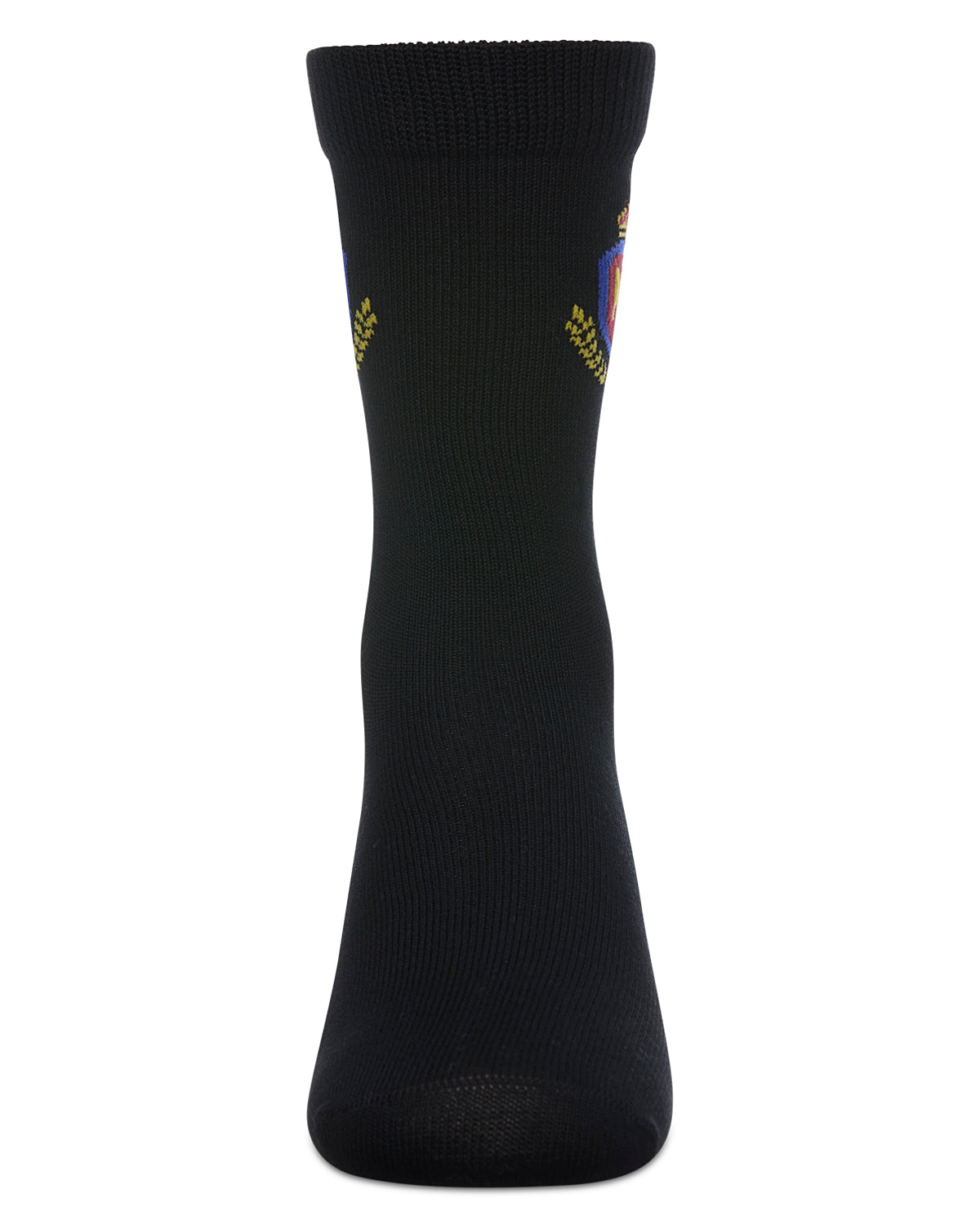 Boys Stitched M Crest Solid Color Dress Crew Socks : Color: Black