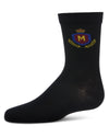 Boys Stitched M Crest Solid Color Dress Crew Socks : Color: Black