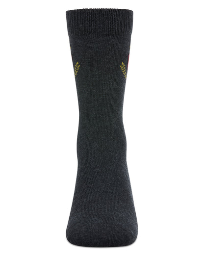 Boys Stitched M Crest Solid Color Dress Crew Socks : Color: Charcoal