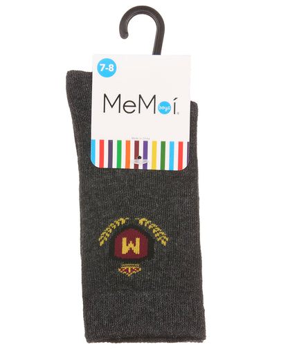 Boys Stitched M Crest Solid Color Dress Crew Socks : Color: Charcoal