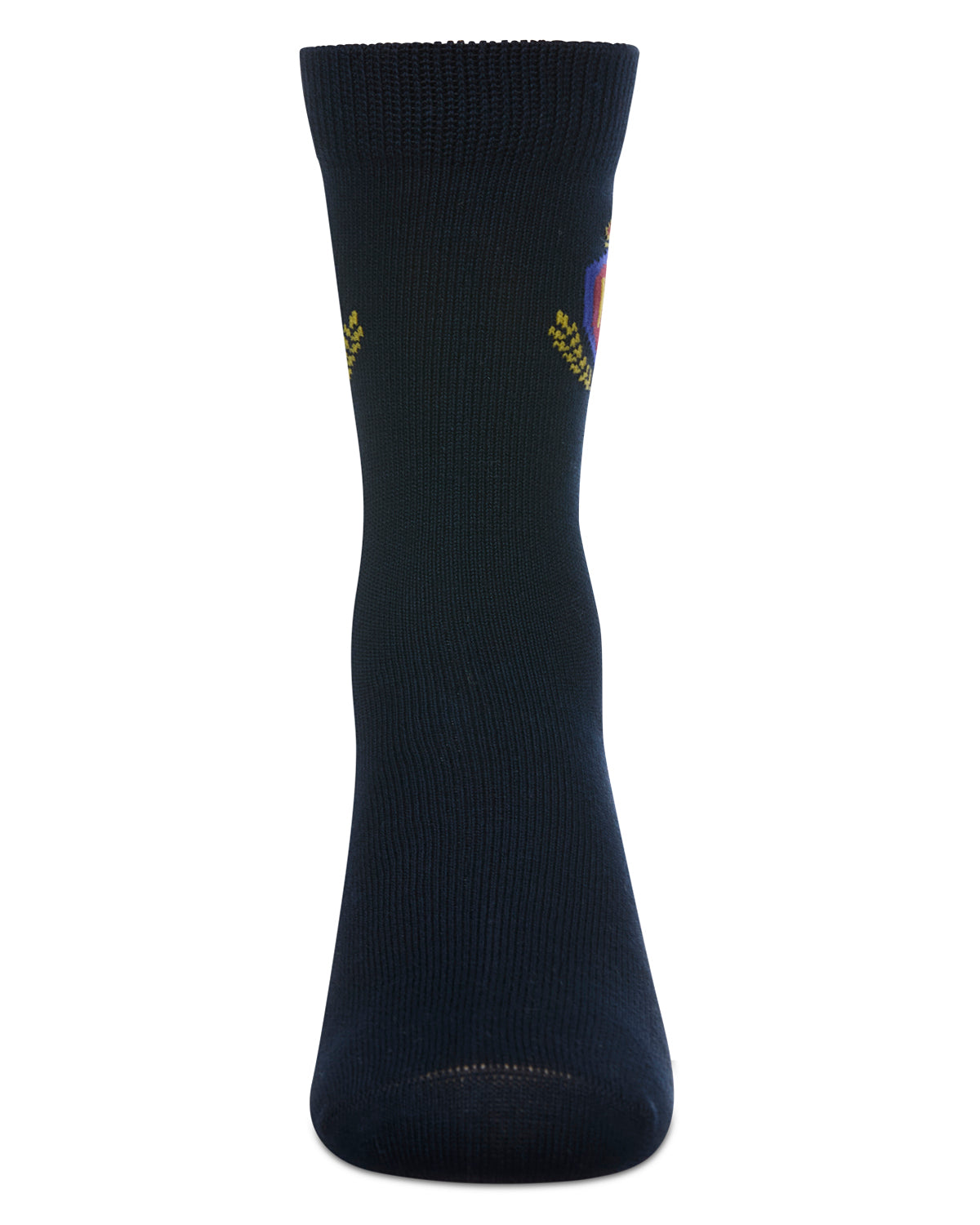 Boys Stitched M Crest Solid Color Dress Crew Socks : Color: Navy