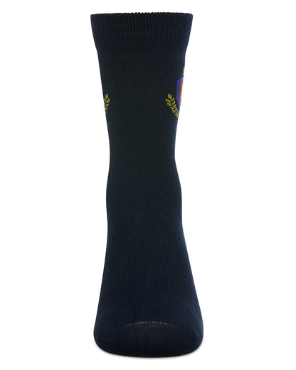 Boys Stitched M Crest Solid Color Dress Crew Socks : Color: Navy