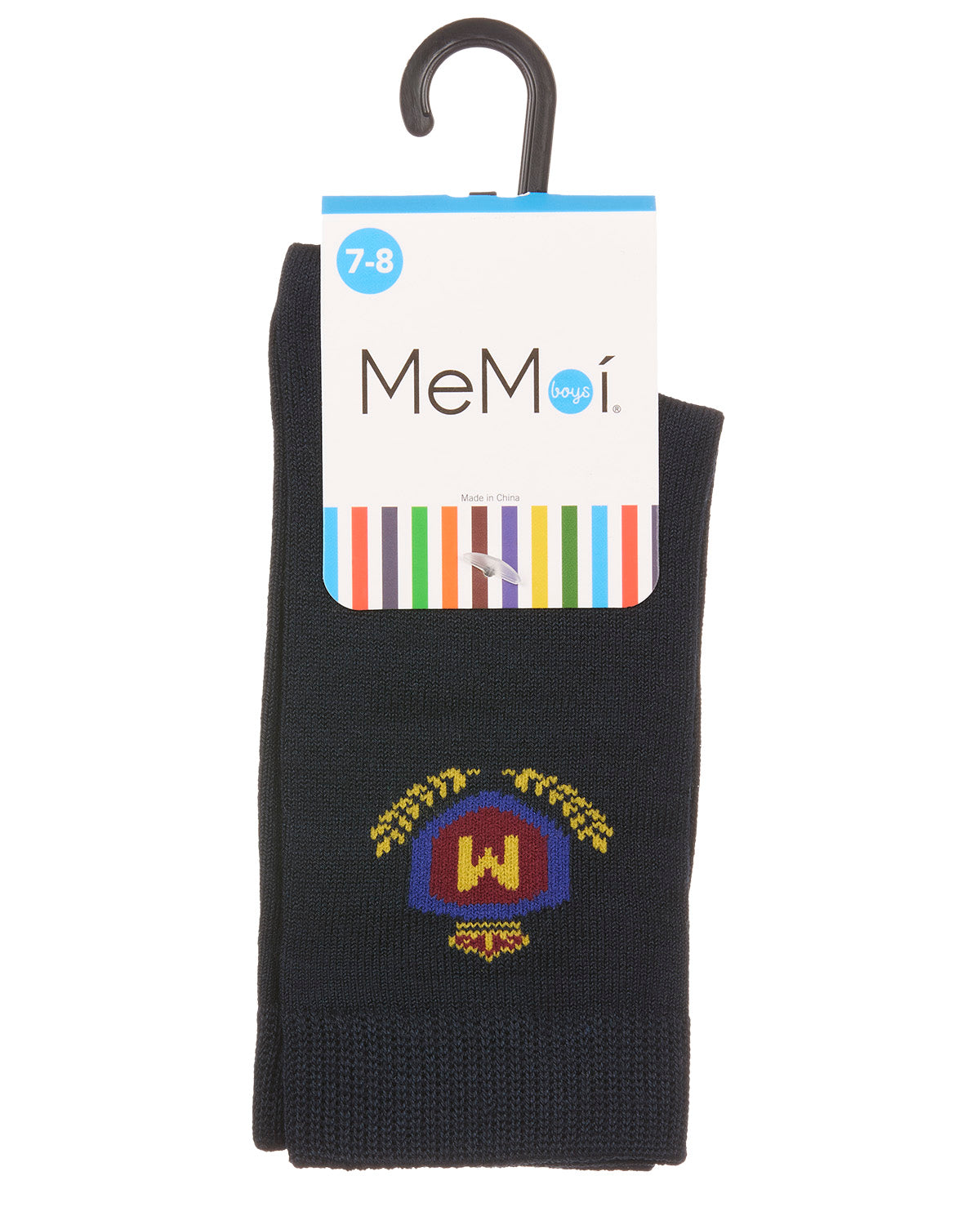 Boys Stitched M Crest Solid Color Dress Crew Socks : Color: Navy