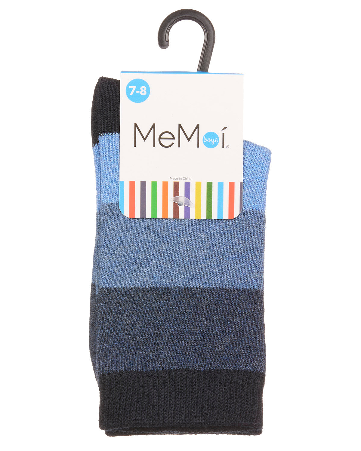 Ombre Color Block Boys Cotton Blend Crew Sock : Color: Navy