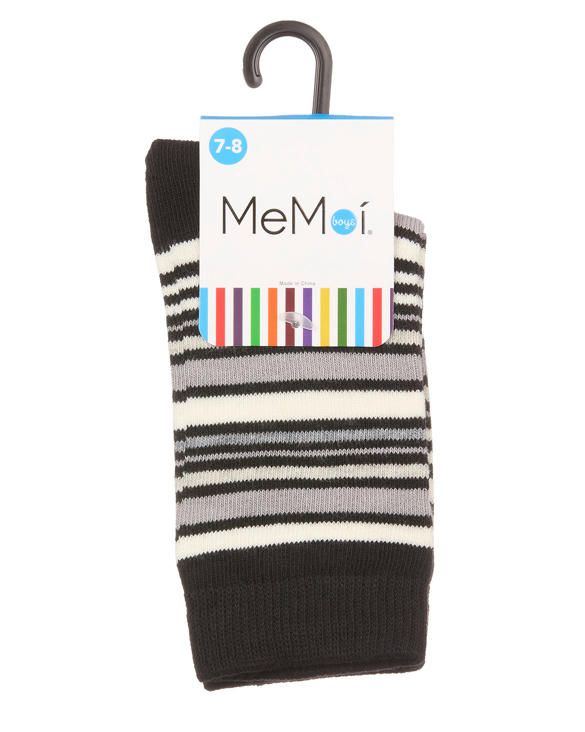 Boys' Multi Stripe Crew Socks : Color: Black
