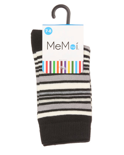 Boys' Multi Stripe Crew Socks : Color: Black