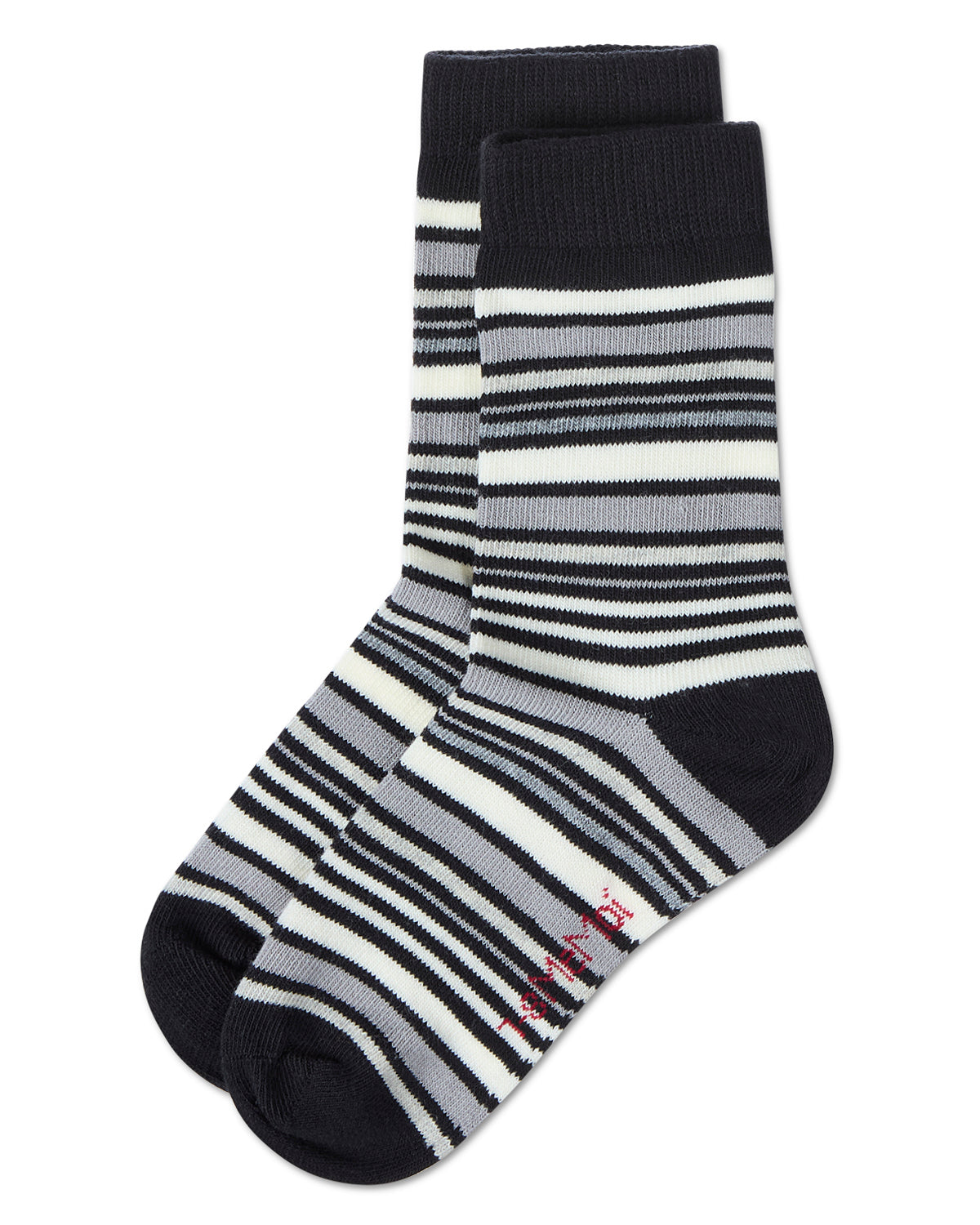 Boys' Multi Stripe Crew Socks : Color: Black