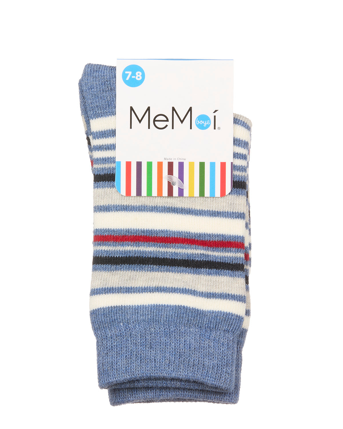 Boys' Multi Stripe Crew Socks : Color: Denim Heather