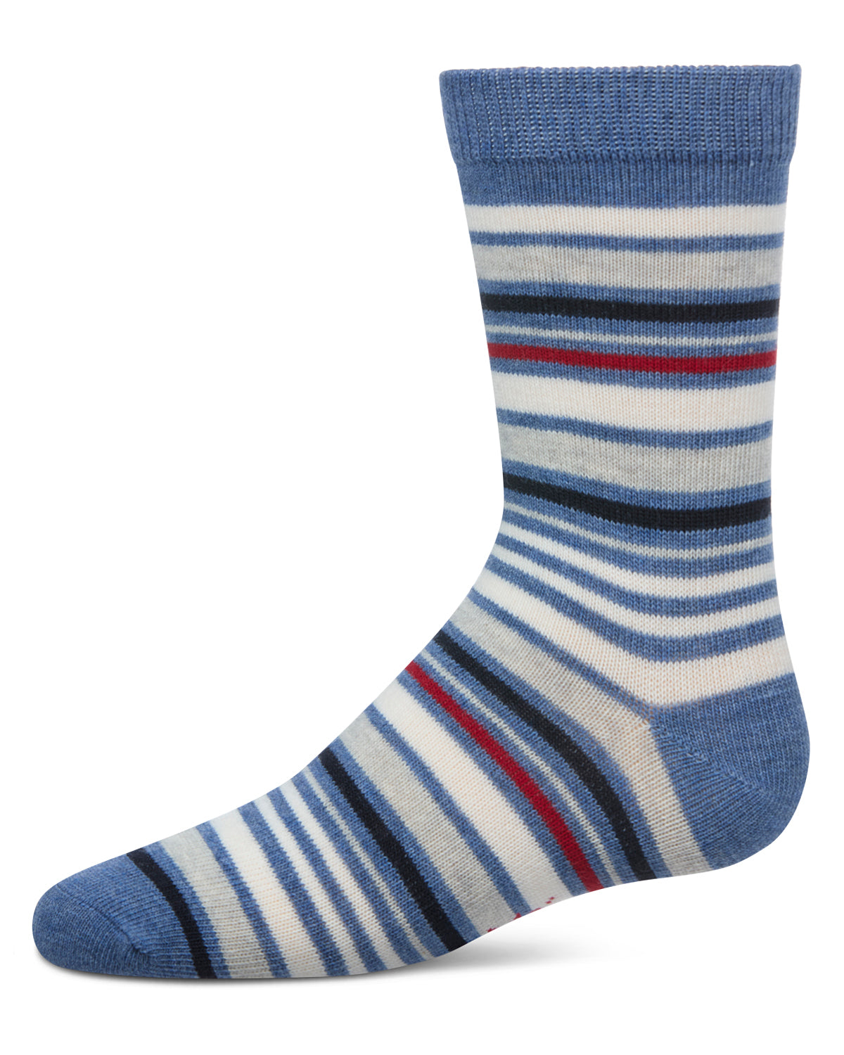 Boys' Multi Stripe Crew Socks : Color: Denim Heather