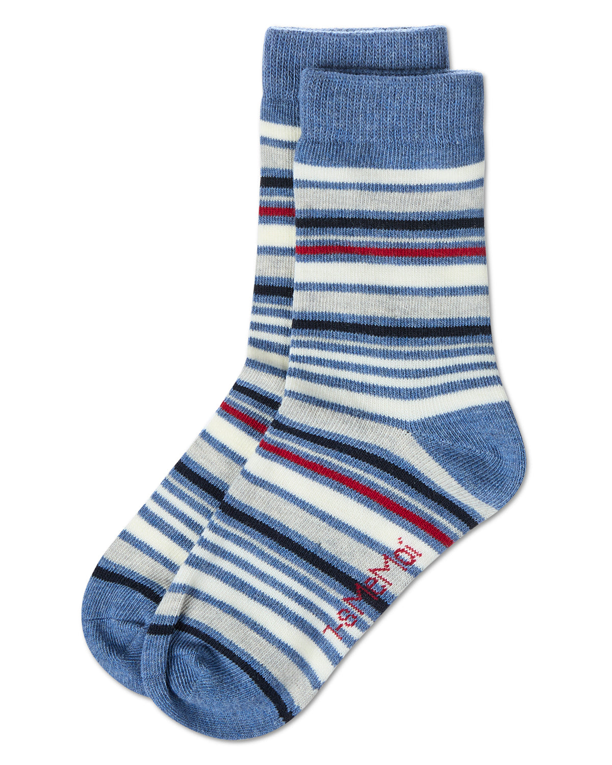Boys' Multi Stripe Crew Socks : Color: Denim Heather