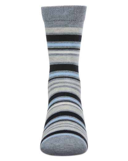 Boys' Multi Stripe Crew Socks : Color: Medium Gray Heather