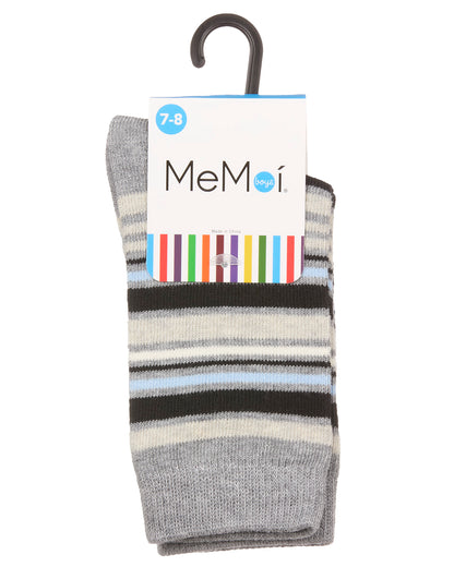 Boys' Multi Stripe Crew Socks : Color: Medium Gray Heather