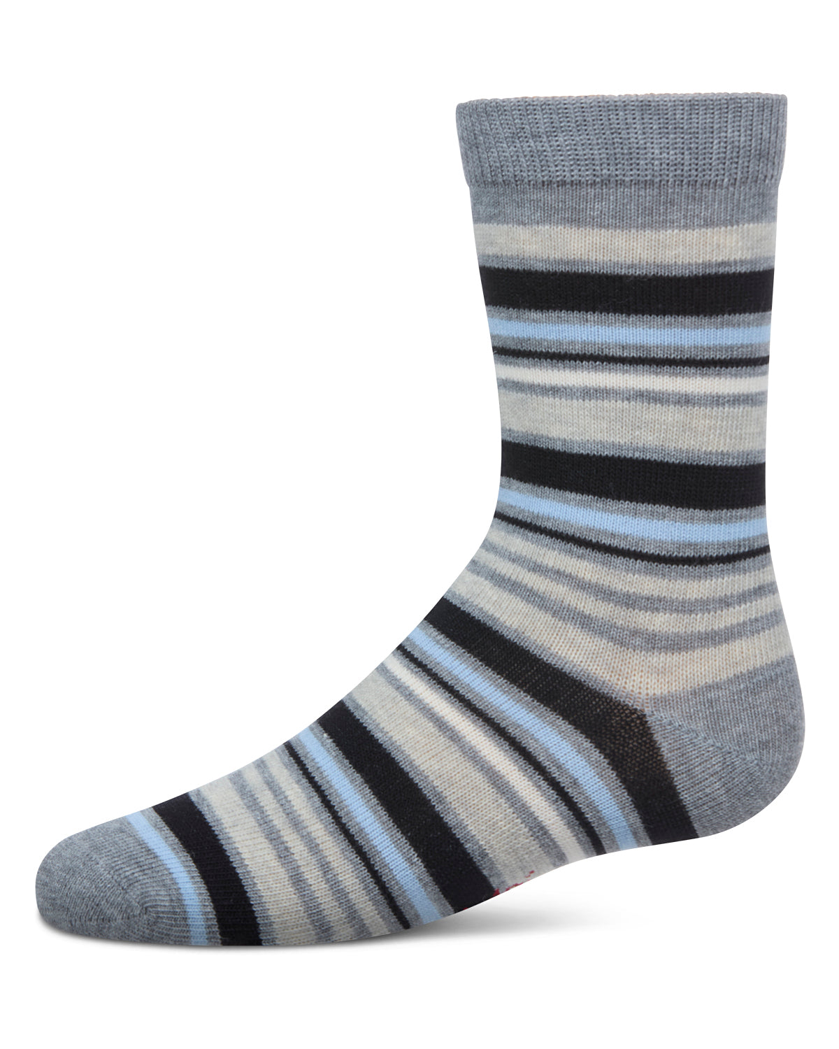 Boys' Multi Stripe Crew Socks : Color: Medium Gray Heather