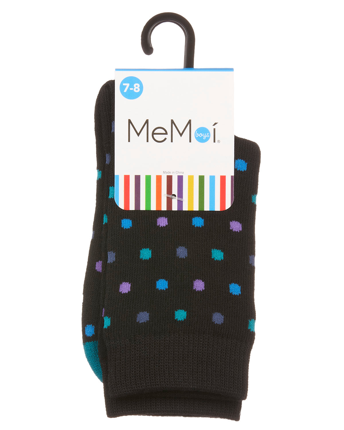 Boys' Colorful Dot Crew Socks : Color: Black