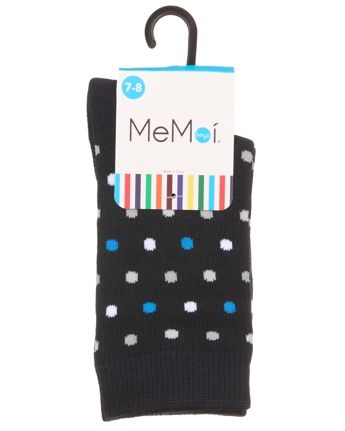 Boys' Colorful Dot Crew Socks : Color: Navy