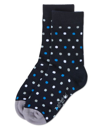 Boys' Colorful Dot Crew Socks : Color: Navy