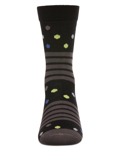 Stripe Dot Combo Boys Cotton Blend Crew Sock : Color: Black