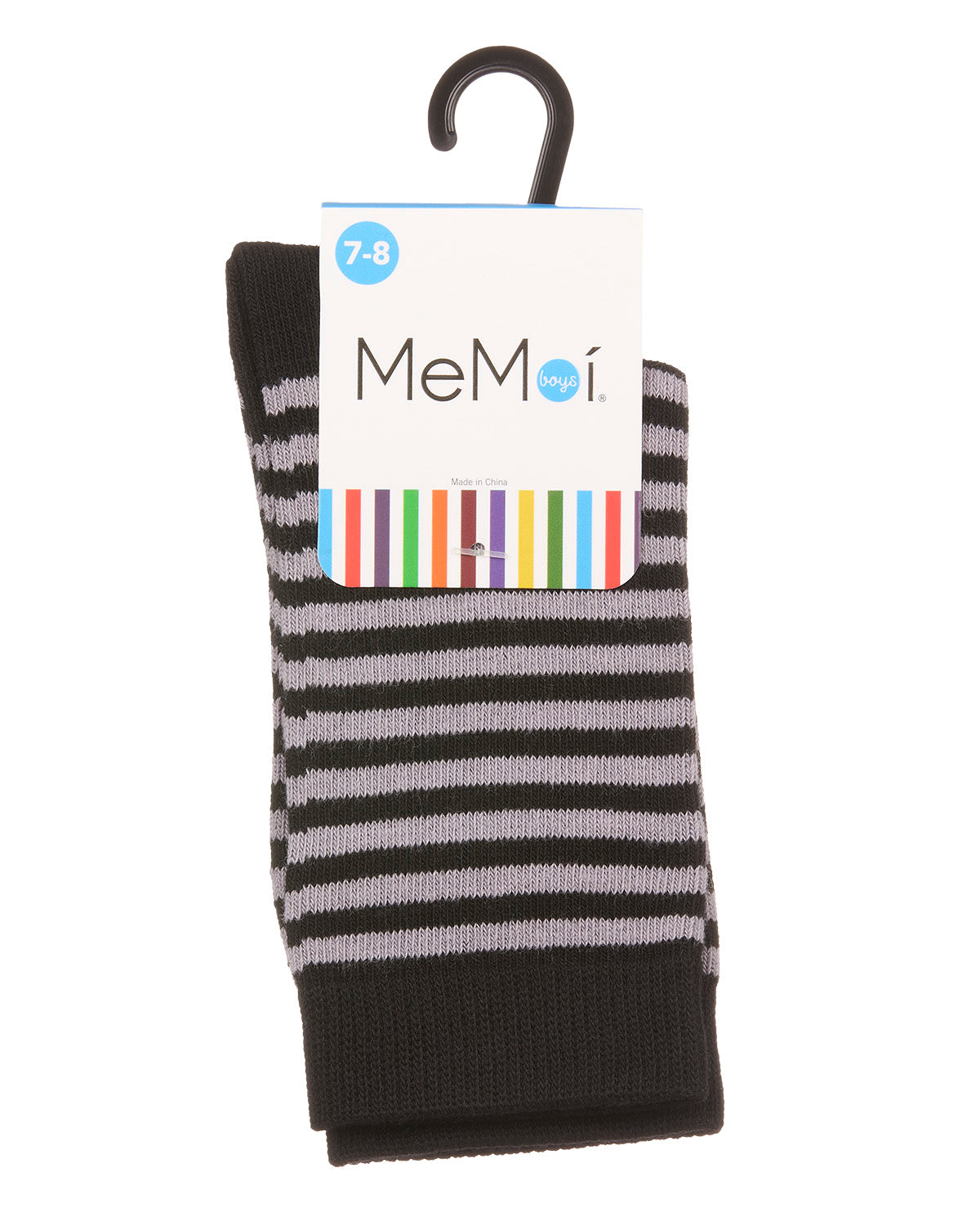 Thin Stripe Cotton Blend Boys Crew Sock : Color: Black