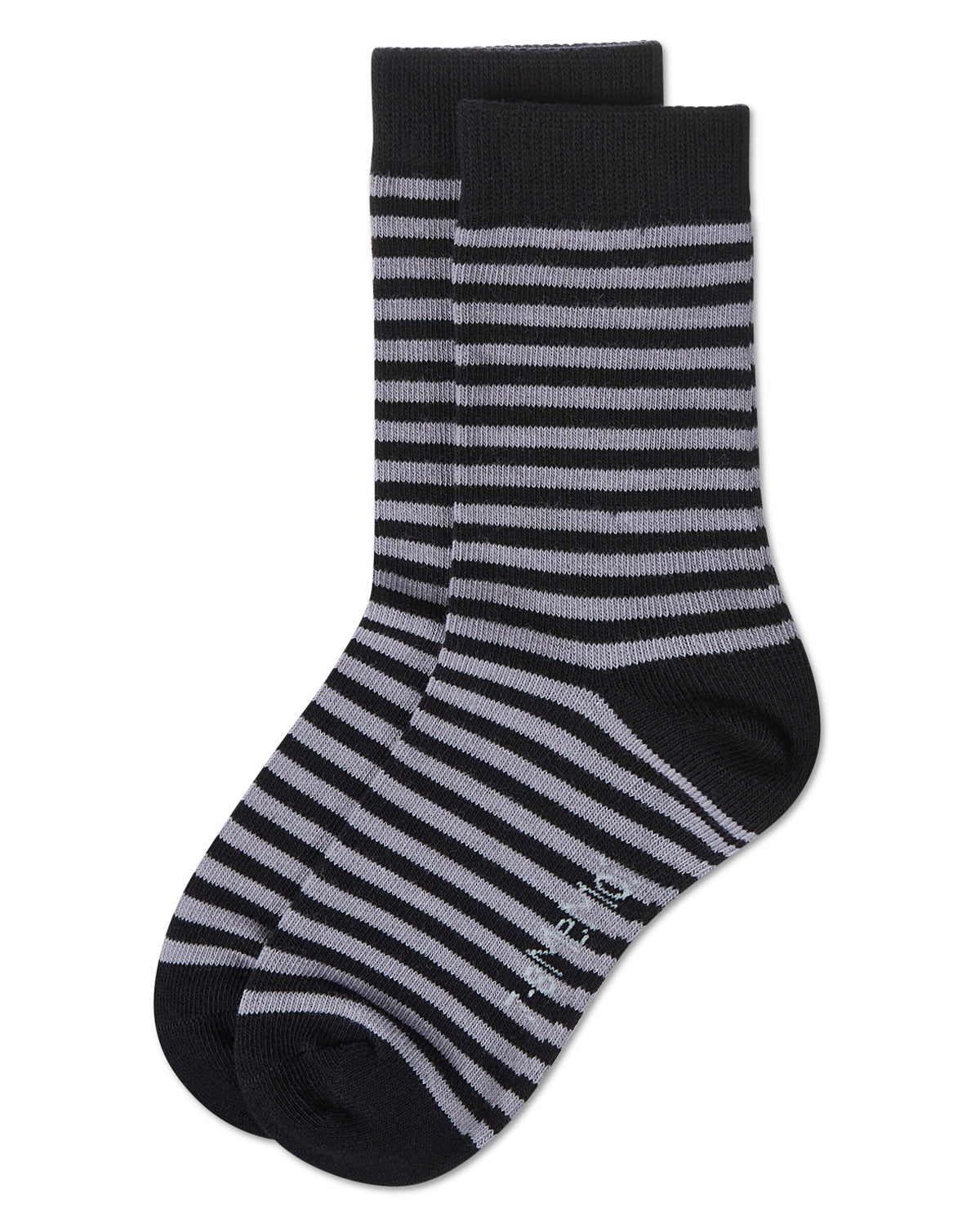 Thin Stripe Cotton Blend Boys Crew Sock : Color: Black