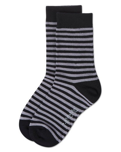 Thin Stripe Cotton Blend Boys Crew Sock : Color: Black