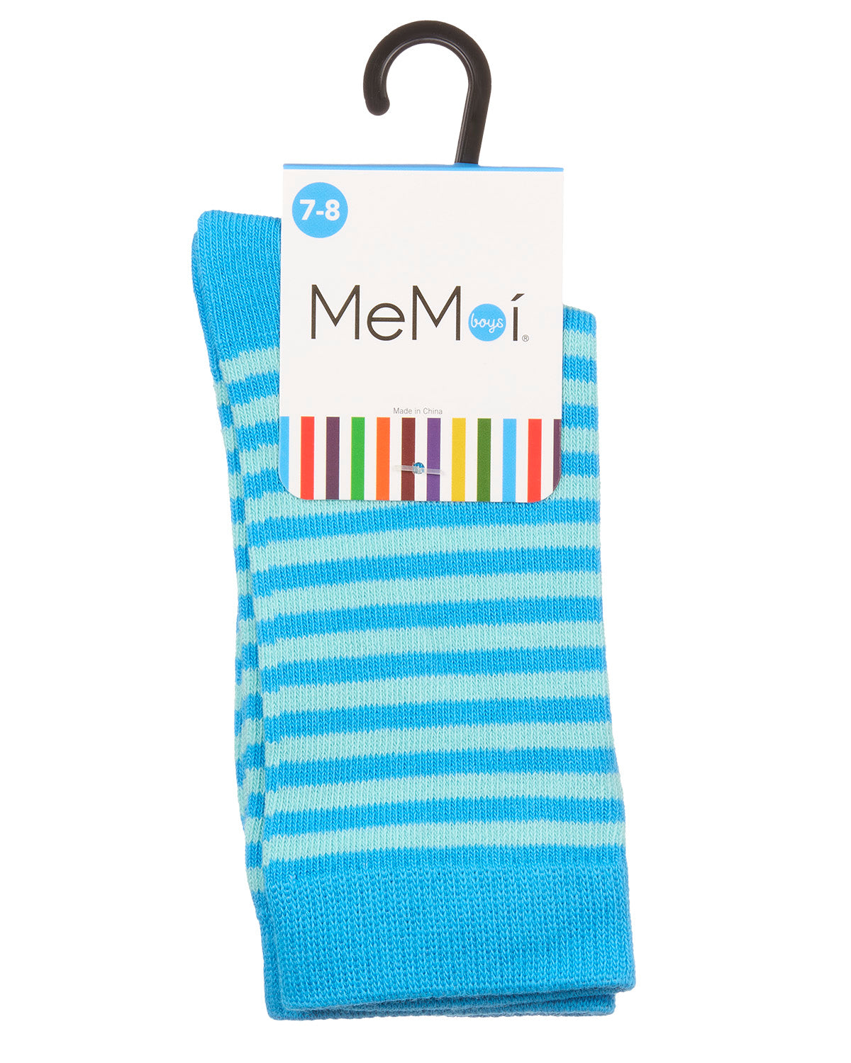 Thin Stripe Cotton Blend Boys Crew Sock : Color: Blue